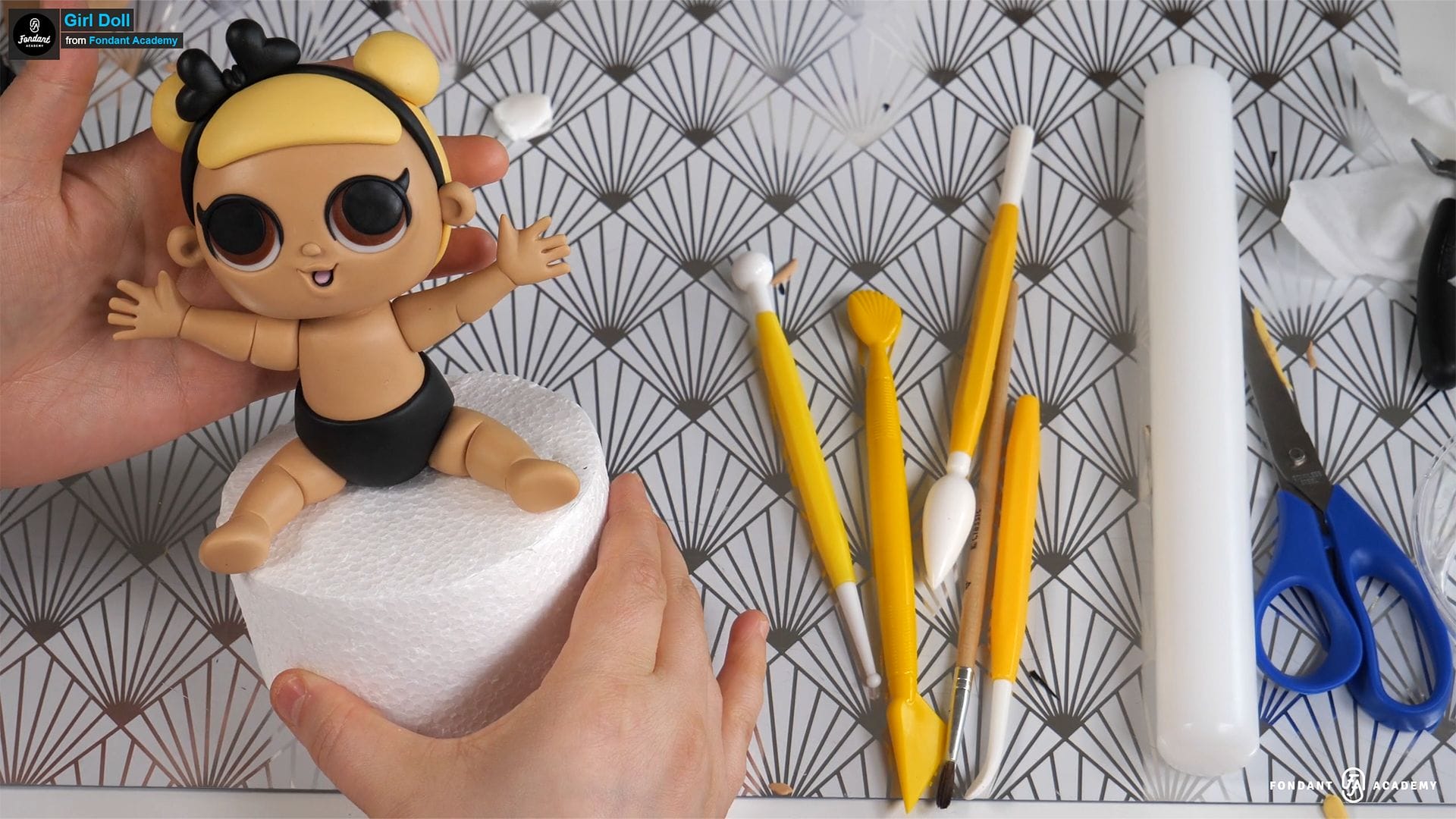 Girl Doll With Big Eyes - Fondant Cake Topper Tutorial 4