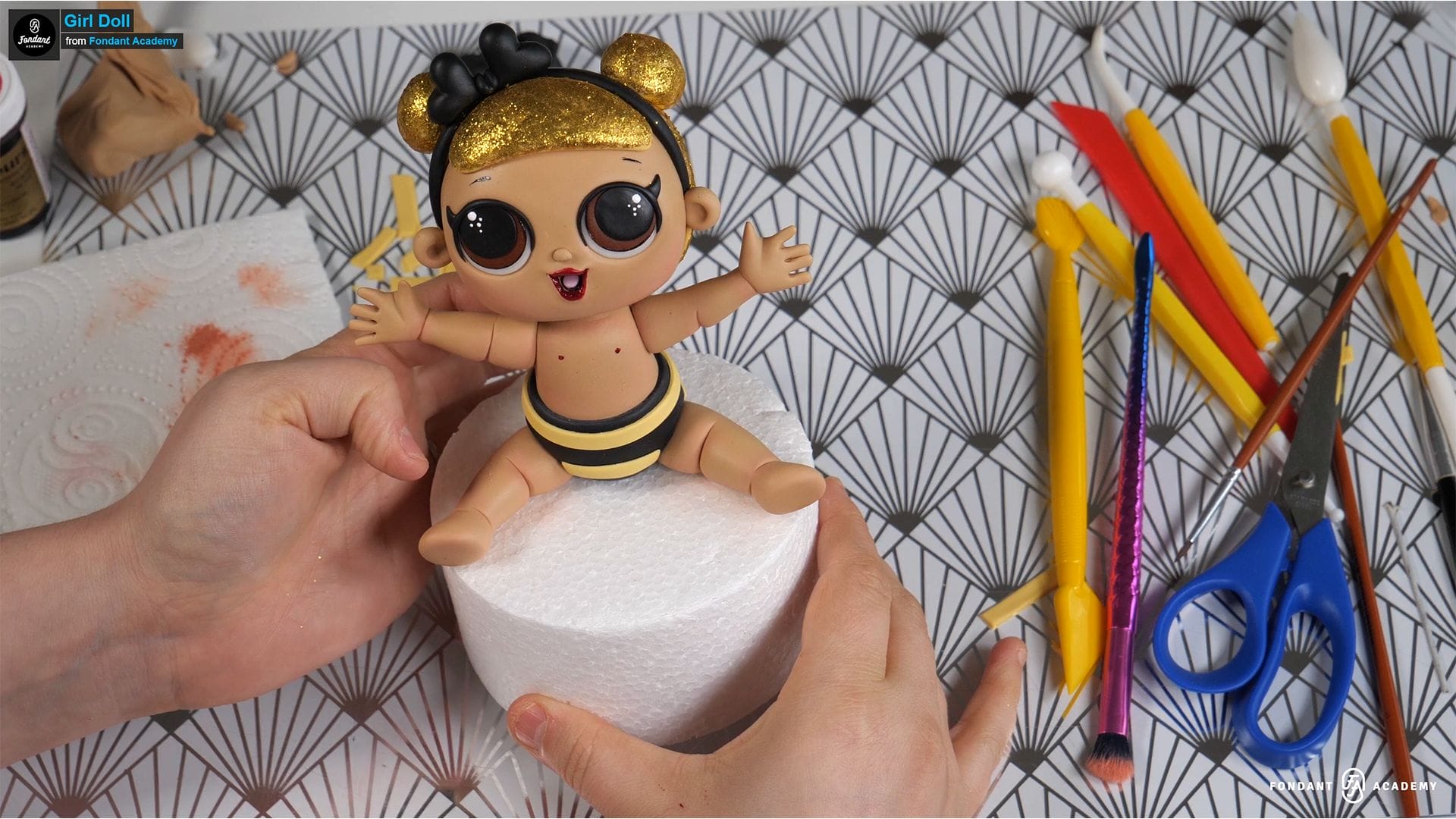 Girl Doll With Big Eyes - Fondant Cake Topper Tutorial 5