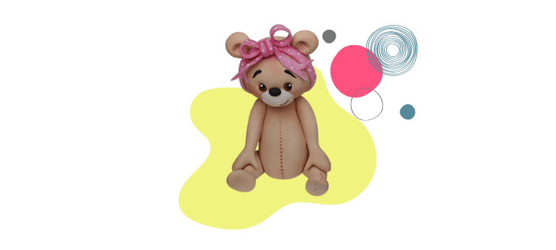 Teddy bear with a pink ribbon – Fondant Cake Topper Tutorial