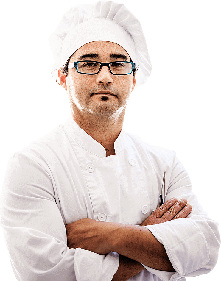 A man in a white chef hat.