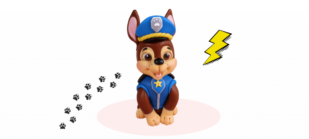 Chase from PAW Patrol fondant cake topper
